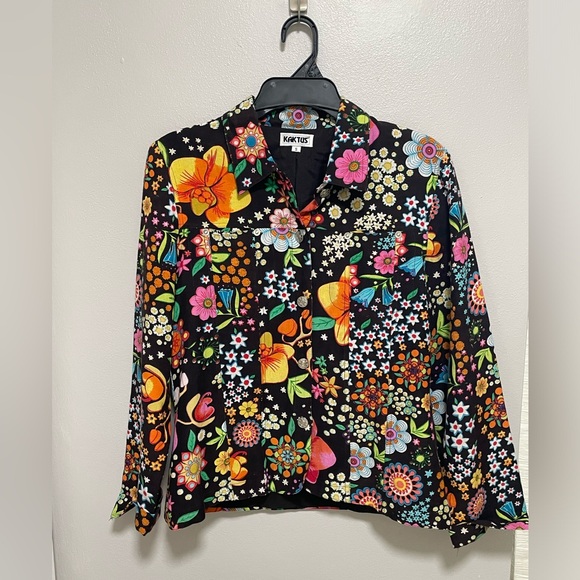 Kaktus Colorful Floral Button-Up Jacket - Picture 1 of 7